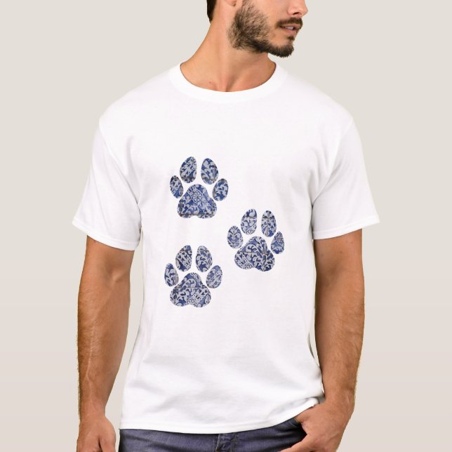 Dog Paw Prints - Portuguese Tiles T-Shirt (Front)