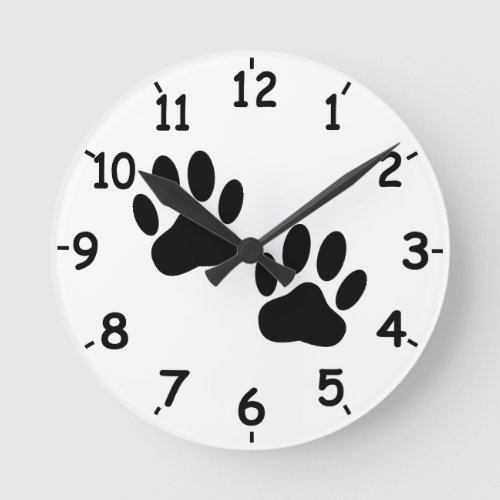 Dog Paw Prints Round Clock