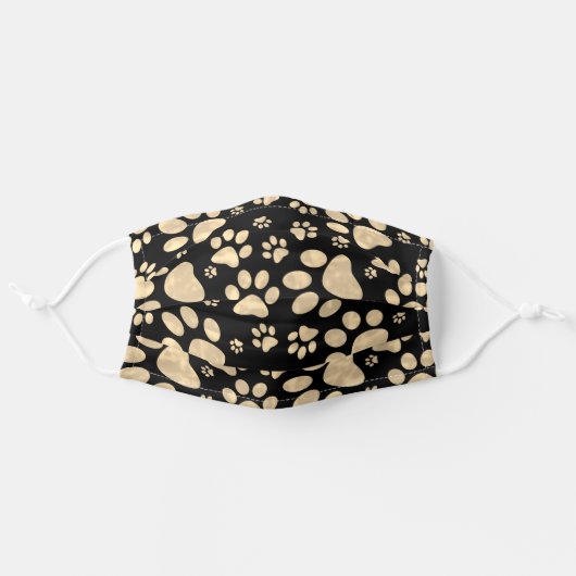 Dog Paw Prints Sepia Adult Cloth Face Mask (Front, Unfolded)