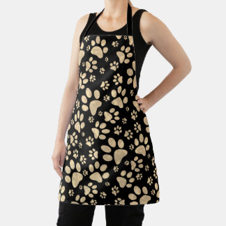 Dog Paw Prints Sepia Apron
