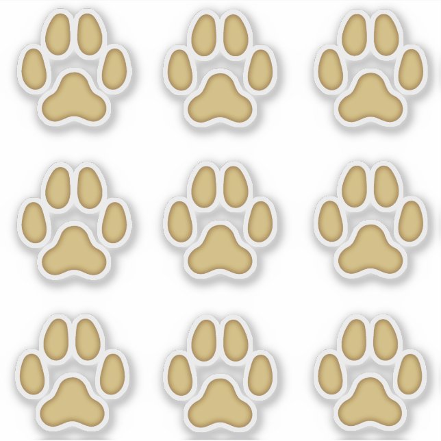 Dog Paw Prints Tan Animal Tracks Stickers (Front)