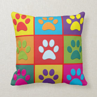Dog Paw Prints Throw Pillow