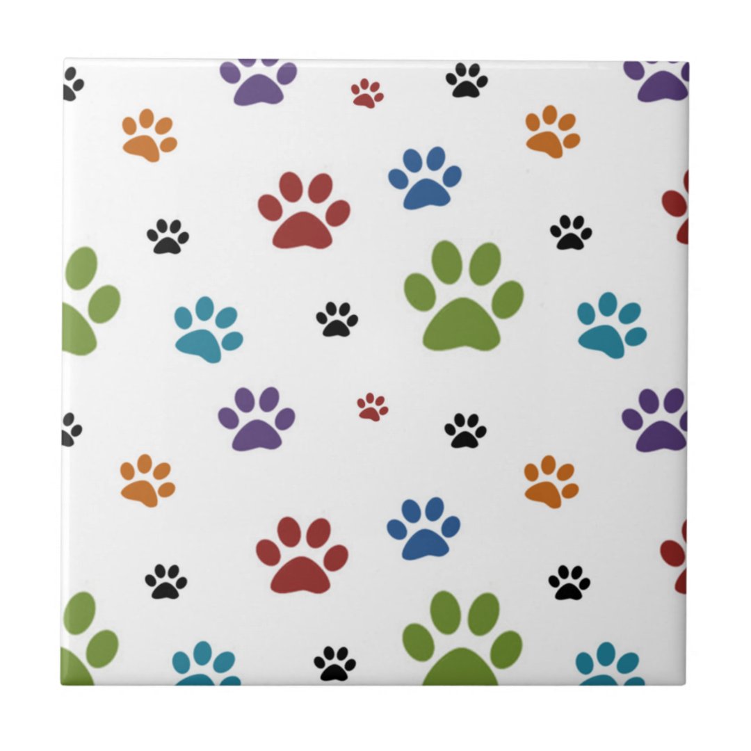 Dog Paw Prints Tile | Zazzle