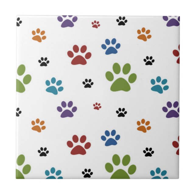 Dog Paw Prints Tile (Front)