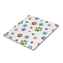 Dog Paw Prints Tile | Zazzle