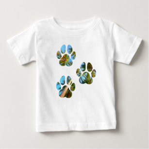 Dog Paw Prints - Tropical Palm Trees Baby T-Shirt