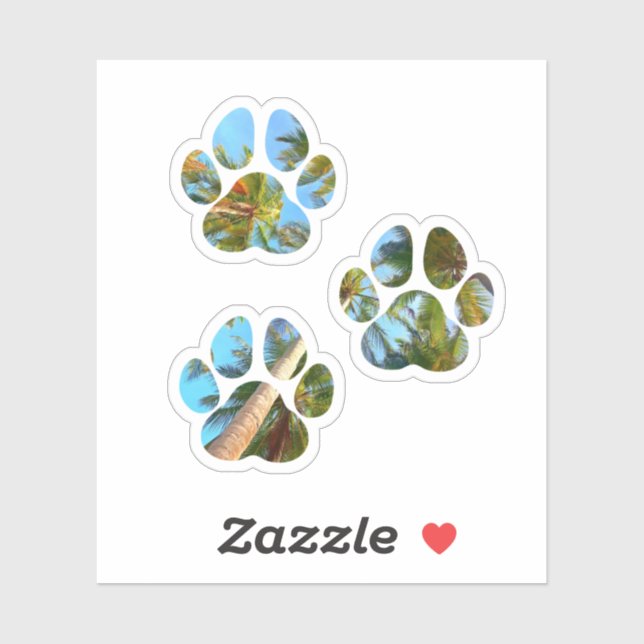 Dog Paw Prints - Tropical Palm Trees Sticker (Sheet)