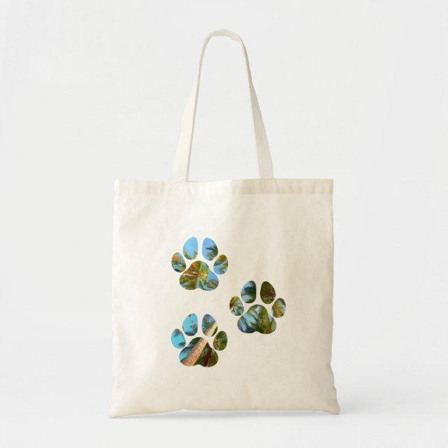 Dog Paw Prints - Tropical Palm Trees Tote Bag (Front)