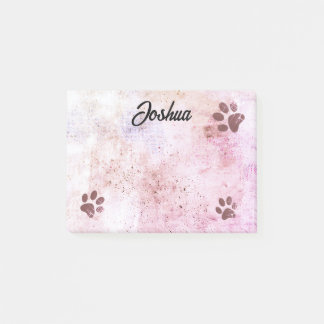 dog paw prints watercolor design personalized post-it notes