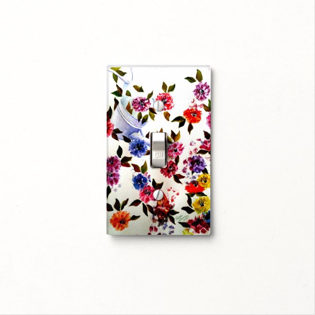 DOG PAW PRINTS WATERING CAN LIGHT SWITCH COVER (In Situ)