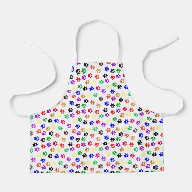 Dog Paw Prints With Basic Colors Apron (Front)