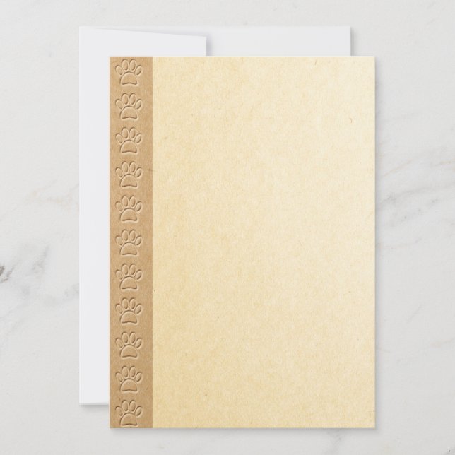 Dog Paw Prints With Faux Embossed Paper Texture Invitation (Front)