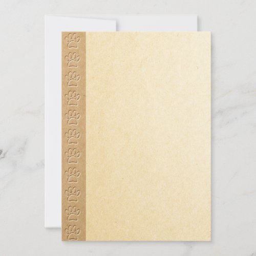 Dog Paw Prints With Faux Embossed Paper Texture Invitation
