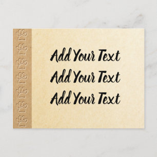 Dog Paw Prints With Faux Embossed Paper Texture Postcard