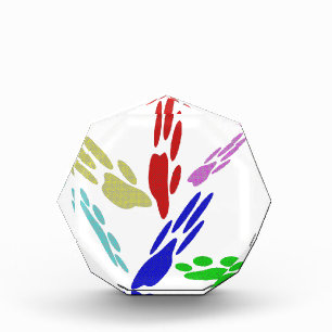 Dog Paw Prints With Polka Dots Acrylic Award