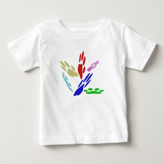 Dog Paw Prints With Polka Dots Baby T-Shirt (Front)