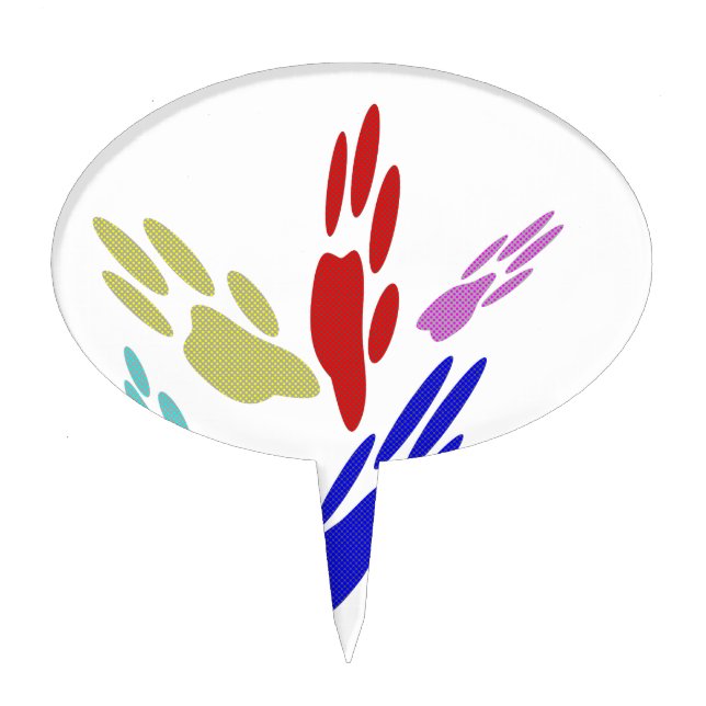 Dog Paw Prints With Polka Dots Cake Topper (Front)