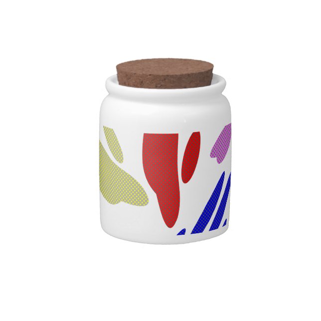 Dog Paw Prints With Polka Dots Candy Jar (Front)