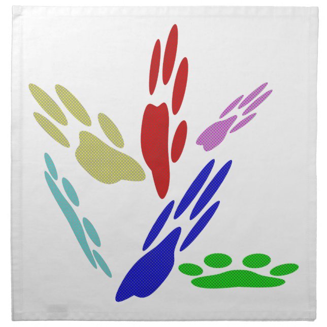 Dog Paw Prints With Polka Dots Cloth Napkin (Front)