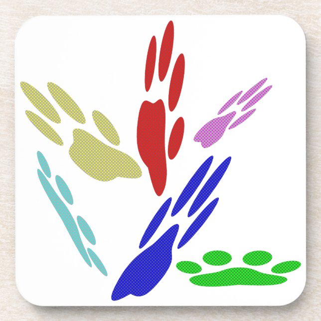 Dog Paw Prints With Polka Dots Drink Coaster (Front)