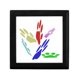 Dog Paw Prints With Polka Dots Jewelry Box