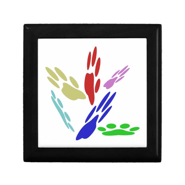 Dog Paw Prints With Polka Dots Jewelry Box (Front)