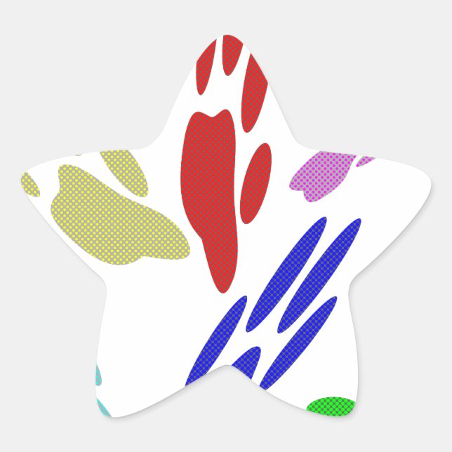 Dog Paw Prints With Polka Dots Star Sticker (Front)