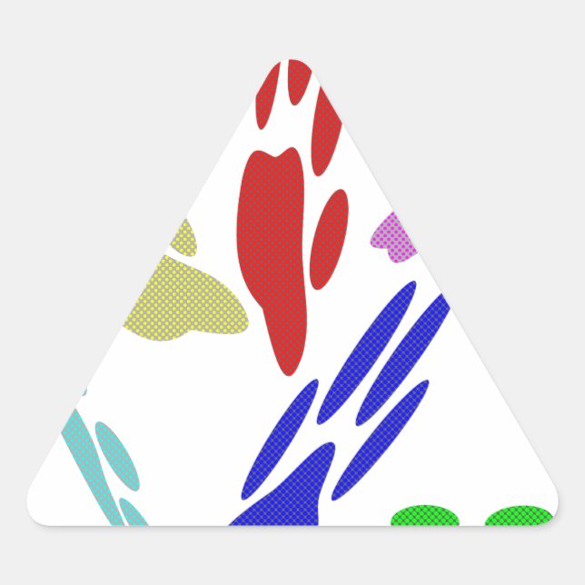 Dog Paw Prints With Polka Dots Triangle Sticker (Front)