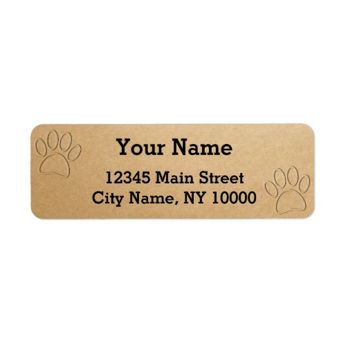 Dog Paw Prints With Simulated Embossing Effect Label