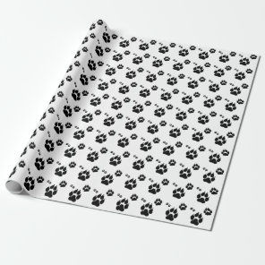 Dog paw prints wrapping paper