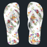 DOG PAW PRINTS YELLOW BIRD FLIP FLOPS<br><div class="desc">DOG PAW PRINTS – colorful delicate flowers and butterflies painted using my dog’s paws dipped in non-toxic watercolor paints – share your love of dogs with family and friends, young and old, on any occasion, any celebration, any holiday. Make your personal Gift Giving with style and love. Be as original...</div>