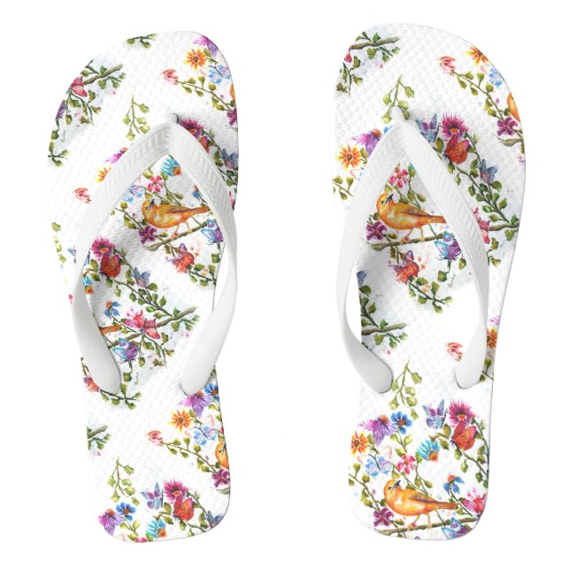 DOG PAW PRINTS YELLOW BIRD FLIP FLOPS (Footbed)