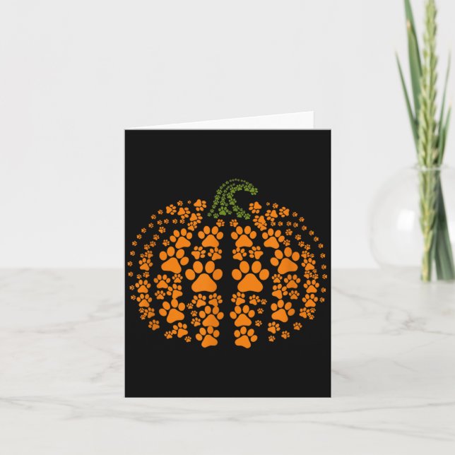 Dog Paw Pumpkin Pattern Halloween Orange Black Card (Front)