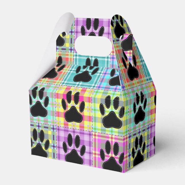 Dog Paw Quilt Pattern Print Custom Favor Boxes (Front Side)
