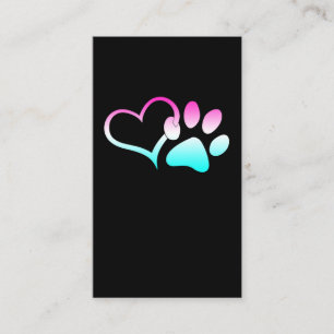 Dog Paw Rainbow Colorful Heart Animal Rescuer Business Card