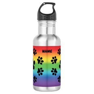 Dog Paw Rainbow Sports Water Bottle