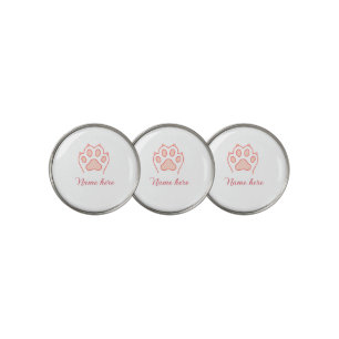 Dog paw red heart pet add name text animal paw golf ball marker