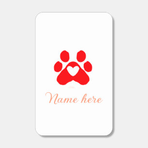 Dog paw red heart pet add name text animal paw  matchboxes