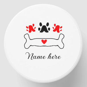 Dog paw red heart pet add name text animal paw  mini candle favors