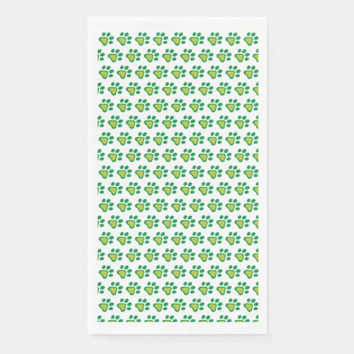 Dog Paw Shamrock Pattern  St Patricks Day Paper Guest Towels