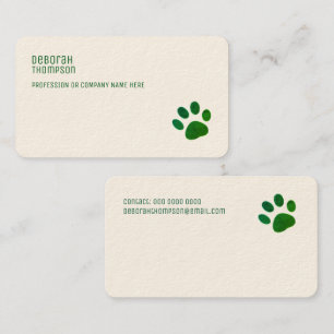 Dog Paw Simple Cream Paper Business Card