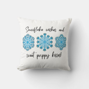 Dog Paw Snowflake Puppy Kisses Throw Pillow