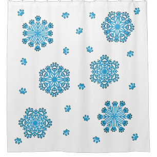 Dog Paw Snowflake  Shower Curtain