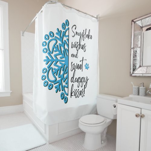 Dog Paw Snowflake  Shower Curtain