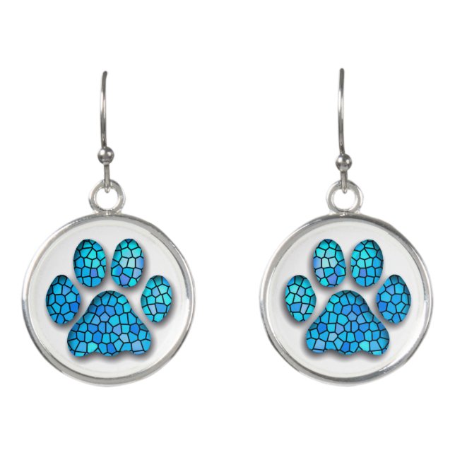Dog Paw Stained Glass Design  Earrings (Front)