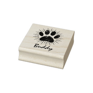 Dog Paw Sunburst Custom Name Signature Rubber Sta Rubber Stamp