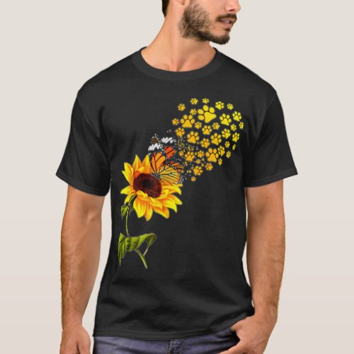 Dog Paw Sunflower You Are My Sunshine  T_Shirt