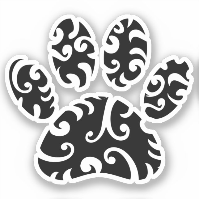 Dog Paw Tattoo Tribal Print Sticker (Front)