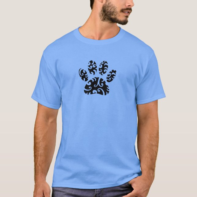 Dog Paw Tattoo Tribal Print T-Shirt (Front)
