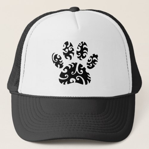 Dog Paw Tattoo Tribal Print Trucker Hat